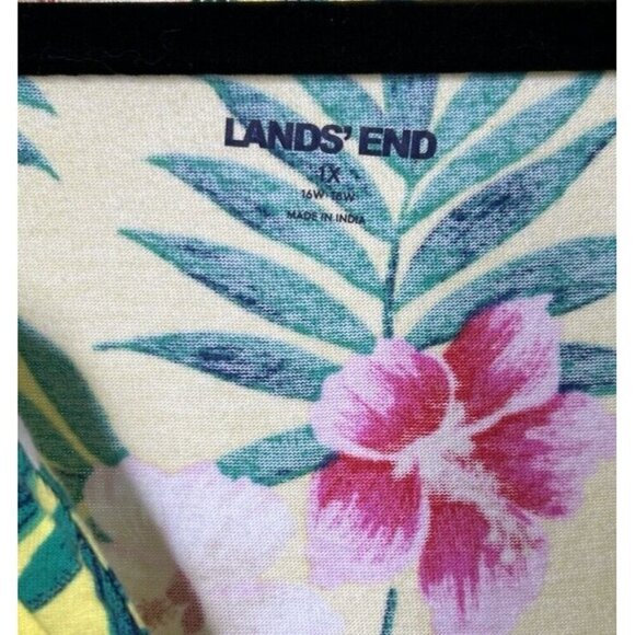 Land’s End Women’s Dress Cover Up 1X 16W-18W 100% Cotton Jersey Floral Pockets - Picture 12 of 12